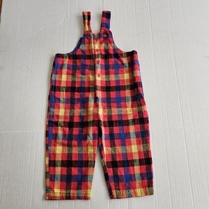 Vintage Mini Traders check flannel overalls size 18 months colorful unisex